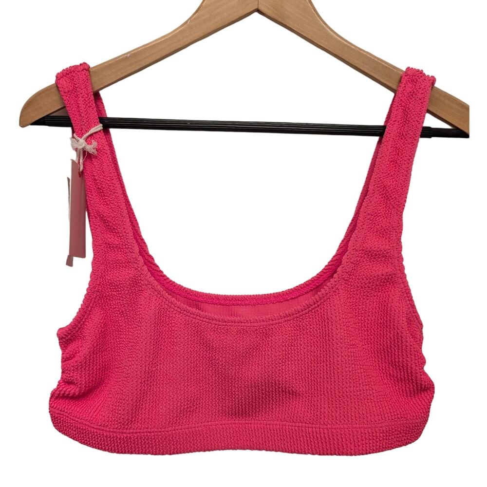 Good American Always Fits Smocked Scoop Bikini Top Size 5/6 NWT Hot Pink